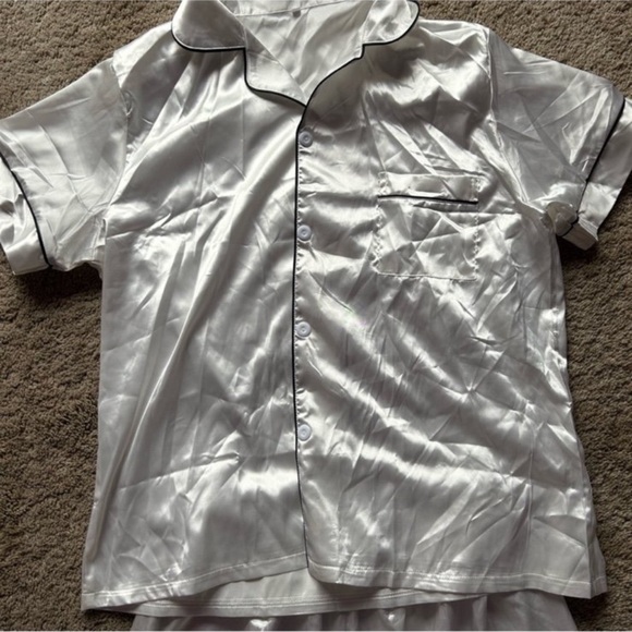 Women’s Satin White Pajama Set - Picture 3 of 6